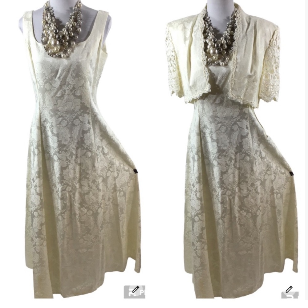 Vintage McClintock 2pc ivory dress/jacket set 12 NWT